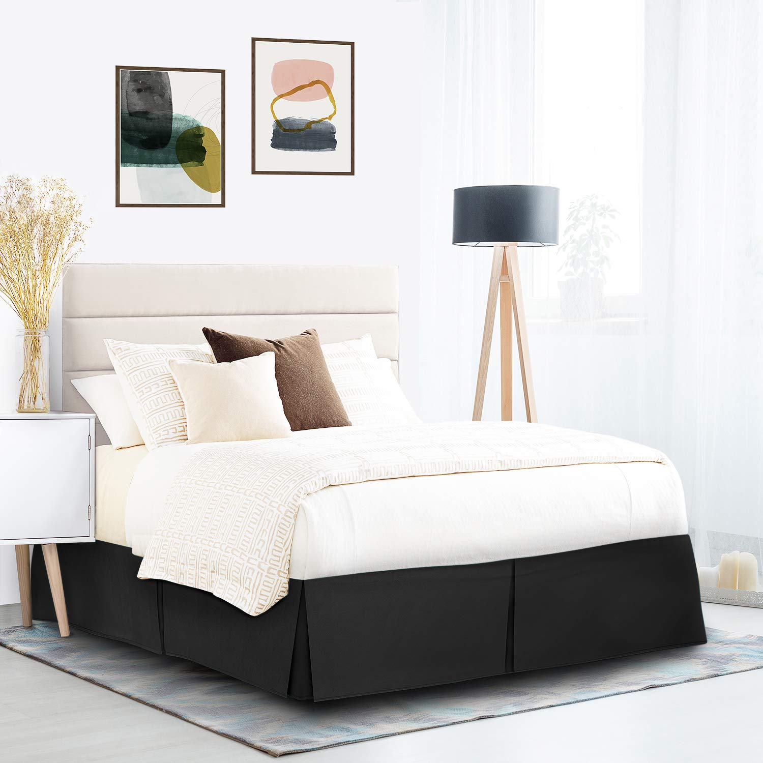 Book Cover Nestl Black Bed Skirt King Size - King Bed Skirt 14 Inch Drop - Brushed Microfiber Bed Skirts - Hotel Quality Pleated Bed Skirt - Shrinkage & Fade Resistant King Black