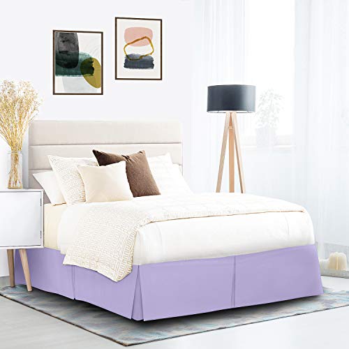 Book Cover Nestl Bedding Double Brushed Microfiber Dust Ruffle, 14-Inch Tailored Drop Pleated Twin Bed-Skirt, Lavender