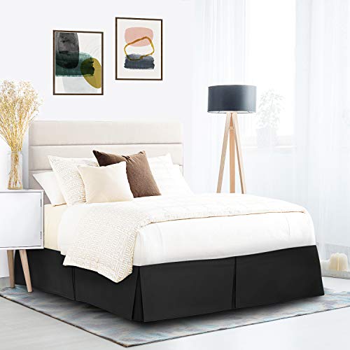 Book Cover Nestl Black Full Bed Skirt - Full Size Bed Skirt 14 Inch Drop - Brushed Microfiber Bed Skirts - Hotel Quality Pleated Bed Skirt - Shrinkage & Fade Resistant