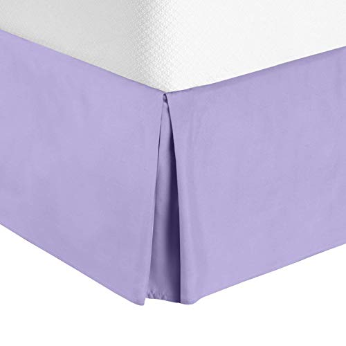 Book Cover Pleated Bed Skirt, Wrap Around Bed Skirt, Easy Fit 14â€ Inch Bed Skirt, Soft Double Brushed Premium Microfiber Ruffle Bed Skirt, Luxury Bedskirt, Hotel Quality Dust Ruffle, King Bed Skirt Lavender