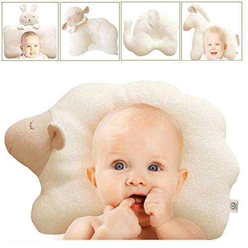 Organic Cotton Breathable Baby Pillow for Newborn, Protection for Flat Head Syndrome (Cloud Lamb)