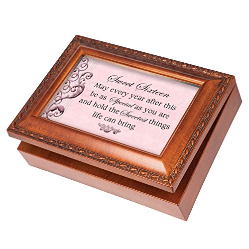 Sweet Sixteen Wood Finish Jewelry Music Box Plays Tune You Are My Sunshine