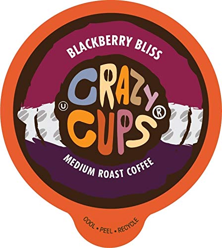 Crazy Cups Flavored Coffee for Keurig K-Cup Machines, Blackberry Bliss, Hot or Iced Drinks, 22 Single Serve, Recyclable Pods