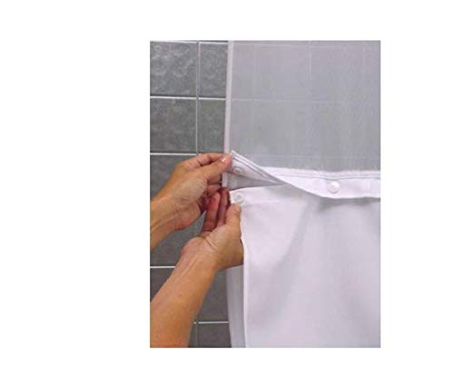 Book Cover Hookless Snap-In Fabric Liner for Shower Curtains by Hookless