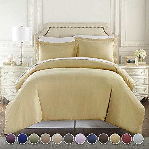 Book Cover 1500 Thread Count Egyptian Quality Duvet Cover Set, 3pc Luxury Soft, All Sizes & Colors, King-Cream by HC Collection