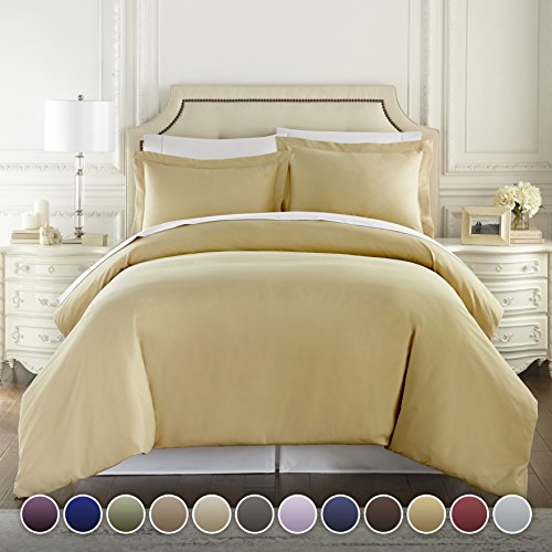 HC COLLECTION Duvet Cover - Beige King Size Duvet Cover - 3 Piece Soft Breathable Microfiber Duvet Cover Set with Zipper Closure & 2 Pillow Shams