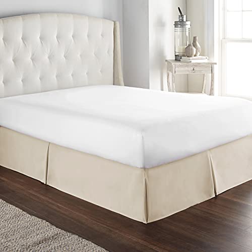 Book Cover HC Collection Cream Full Bed Skirt - Dust Ruffle w/ 14 Inch Drop - Tailored, Wrinkle & Fade Resistant