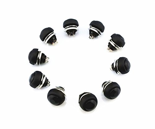 yueton Pack of 10 Color Black Flush Mount Momentary On Off Reset Push Button Switch Round Toggle Switch for Car Boat