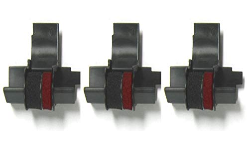 (3 Pack) COMPUMATIC Compatible/Replacement Calculator Ink Roller, Black/Red IR-40T, for Casio HR-100TM Casio HR-150TM and More