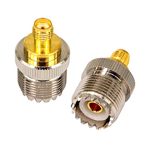onelinkmore RF Coax Adapter SMA female to SO239 female UHF Jack SO-239 Antenna Cable Connector Pack of 2