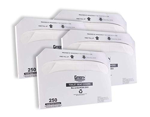 Book Cover Gmark Paper Toilet Seat Covers - Disposable Virgin Paper Half-Fold Toilet Seat Cover Dispensers - 4 Packs of 250 GM2002