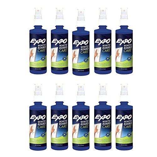 Book Cover Expo 81803 Liquid Cleaner, White Board Care, 8 Once Capacity, Pack of 10, Removes Ghosting, Stubborn Marks, Shadowing, Grease and Dirt from Whiteboards, Blue Color