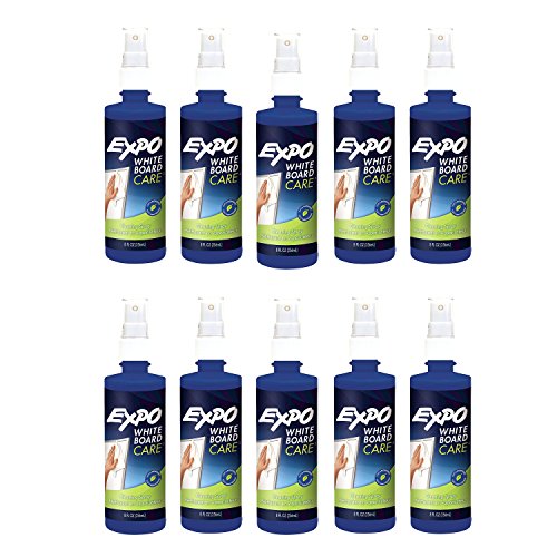 Expo 81803 Liquid Cleaner, White Board Care, 8 Once Capacity, Pack of 10, Removes Ghosting, Stubborn Marks, Shadowing, Grease and Dirt from Whiteboards, Blue Color