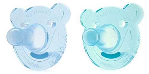 Book Cover Philips Avent Soothie Pacifier, 0-3 months, Green/Blue, Bear Shape, 2 pack, SCF194/01