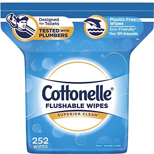 Book Cover Cottonelle FreshCare Flushable Wipes for Adults, Alcohol Free, 252 Wet Wipes per Pack (Packaging May Vary)