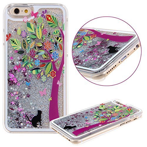 iPhone 6S Plus Case,iPhone 6 Plus Case,UZZO 3D Creative Flower Fairy Faery Angel Girl Print Flowing Liquid Floating Bling Glitter Sparkle Stars Hard Case for iPhone 6 Plus/ 6S Plus