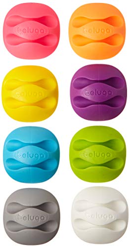 BELUGA Cable Clips & Cord Management System with 3M Back-Adhesive, Desktop Cable Organizer & Computer, Electrical, Charging or Mouse Cord Holder (Pack of 8) (Multi-Color)