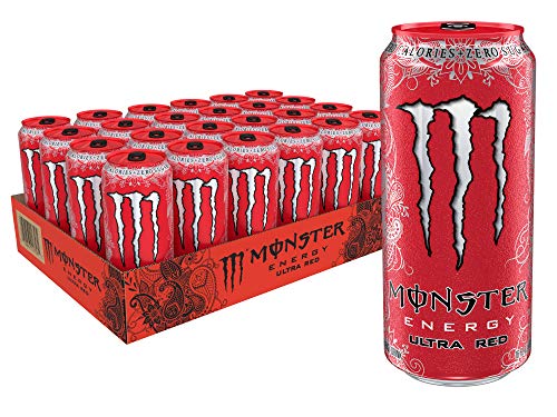 Monster Energy Ultra Red, Sugar Free Energy Drink, 16 Ounce (Pack of 24)