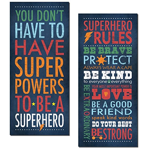 Superhero Rules Set by Stephanie Marrott; Two 8"x18" Prints