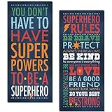 Gango Home Decor Superhero Rules Set by Stephanie Marrott; Two 8"x18" Poster Prints
