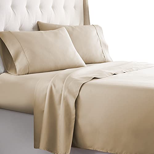 Book Cover HC COLLECTION 1800 Series Bedding Sheets & Pillowcases Bed Linen Set with 16 inch Deep Pockets, Twin, Taupe