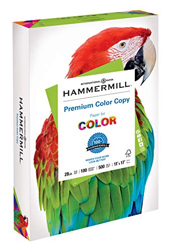 Hammermill Paper, Premium Color Copy Paper, 11 x 17 Paper, Ledger Size, 28lb Paper, 100 Bright, 1 Ream / 500 Sheets (102541R) Acid Free Paper
