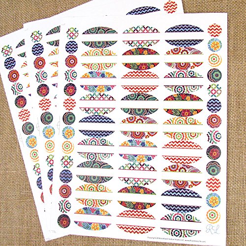 Book Cover 81 Kaleidoscope Oval Poly Waterproof Essential Oil Bottle Labels Plus 81 Round Cap Stickers by Rivertree Life