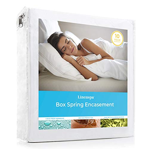 Book Cover Linenspa Waterproof Proof Protector-Blocks Out Liquids, Bed Bugs, Dust Mites and Allergens, Queen, Box Spring Encasement