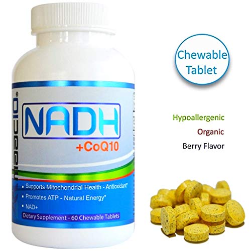 MAAC10 NADH + CoQ10 Supplement | Supports Fatigue, Energy and NAD+ | 50mg PANMOL® NADH + 100mg CoQ10 | 60 Tasty Chewable Tablets 2 per Serving