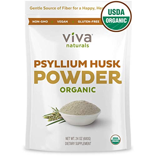 Book Cover Viva Naturals Organic Psyllium Husk Powder, 24 oz (1.5 lb) Fiber Supplement - Perfect for Keto Bread and Gluten Free Baking