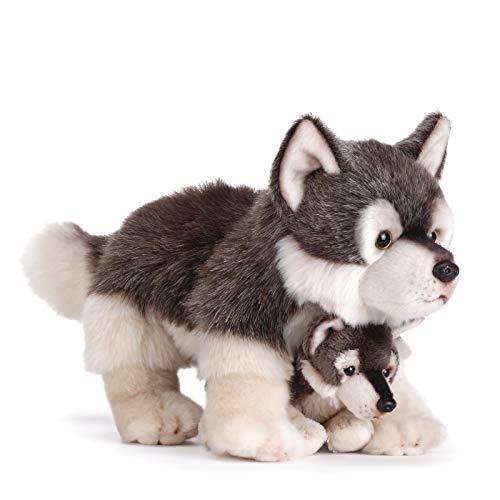Book Cover Nat and Jules Mommy Wolf and Pup Wintry Gray Children's Plush Stuffed Animal Toy Set of 2