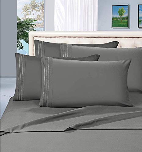 Book Cover Elegant Comfort 2-Piece 1500 Thread Count Egyptian Quality Hypoallergenic Ultra Soft Wrinkle, Fade, Stain Resistant Pillowcases, Standard Size, Gray