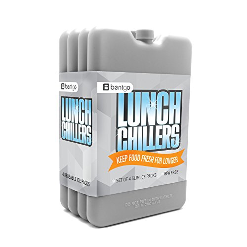 Book Cover Bentgo Ice Lunch Chillers - Ultra-Thin Ice Packs (4 Pack) (Grey)