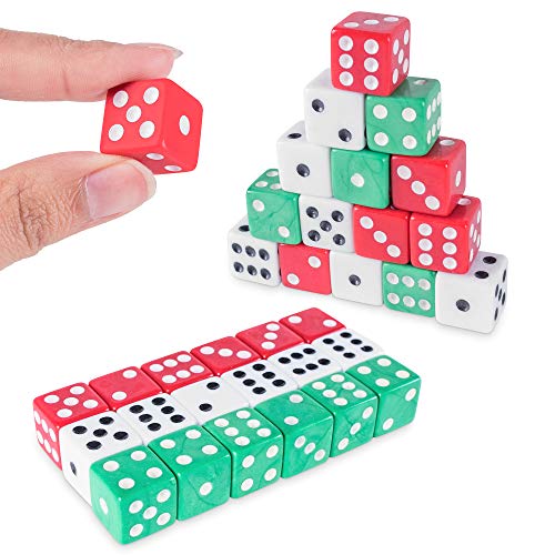 Assorted Colorful Dice in White, Red, Green for Board Games, Activity, Casino Theme, Party Favors, Toy Gifts (18 Pack) by Super Z OutletÃ‚Â®