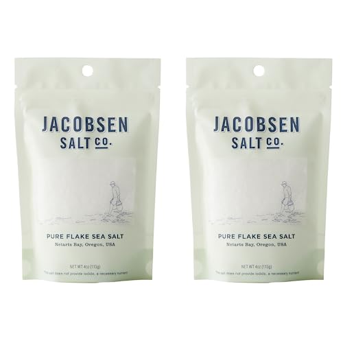 Book Cover Jacobsen Salt Co. Pure Flake Sea Salt – Kosher Salt, Coarse, Non-Iodized Made in USA, Non-GMO, Steak Seasoning, Gourmet, Real Salt Flakes – 4oz (2-Pack)