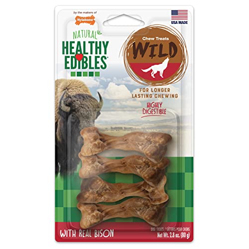 Nylabone 4 Count Healthy Edibles Small Wild Bison Dog Treat Bones