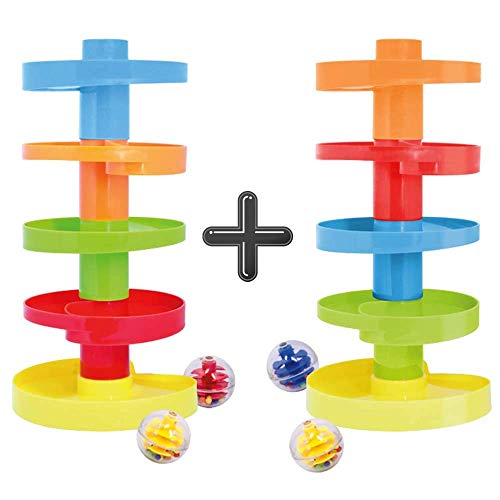 Book Cover Educational Ball Drop Toy for Kids - Spinning Swirl Ball Ramp 2 Sets Activity Toy for Toddlers and Babies Safe for 9 Months and up.