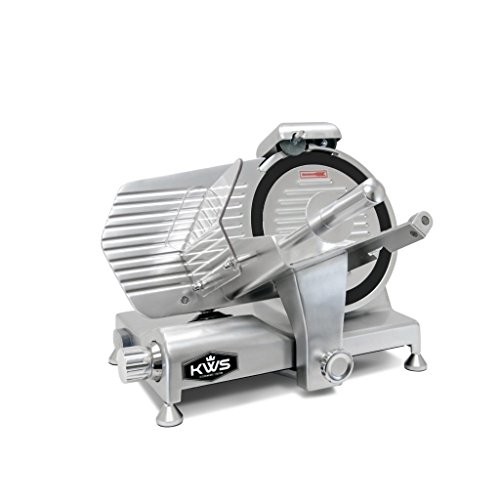 KWS Metal Collection MS-10DT Commercial 320W 10-Inch Meat Slicer Anodized Aluminum Base with Teflon Blade + Blade Removal Tool, Frozen Meat/Cheese/Food Slicer Quiet [ ETL, NSF Certified ]