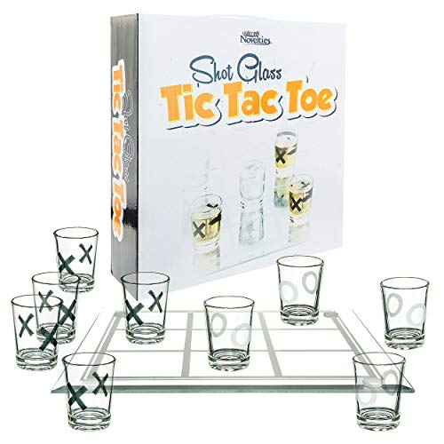 Fairly Odd Novelties Shot Glass Tic Tac Toe Fun Party Board Drinking Game for Two/ Couples, Clear, One Size