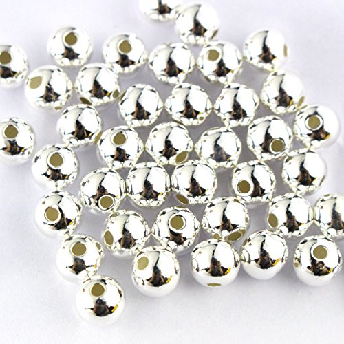 Book Cover Tacool (TM) 50pcs Genuine 925 Sterling Seamless Silver Round Ball Beads Spacer for Jewelry Making Findings (4mm)