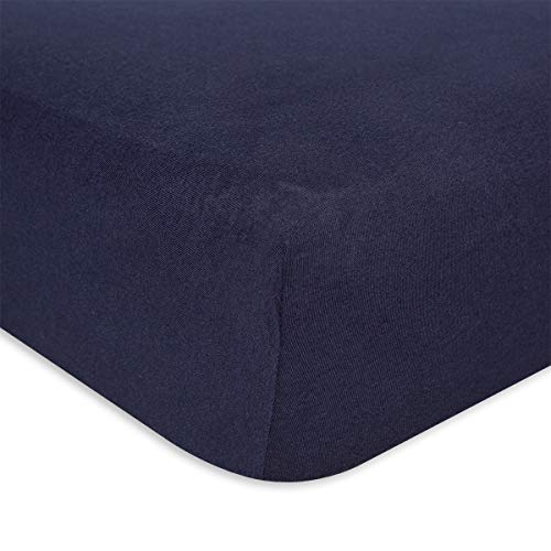 Burt's Bees Baby - Fitted Crib Sheet, Boys Solid Color, 100% Organic Cotton Crib Sheet for Standard Crib and Toddler Mattresses (Navy Blue)