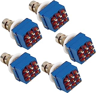 ESUPPORT 3PDT 9 Pins Box Stomp Guitar Effect Pedal Foot Switch True Bypass Metal Pack of 5 Blue 3PDT 9Pin