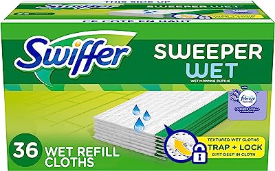 Swiffer Sweeper Wet Mopping Cloth Multi Surface Refills, Febreze Lavender Vanilla & Comfort Scent, 36 count