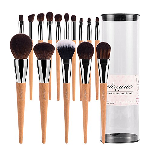 vela.yue Pro Makeup Brushes Set Travel Face Cheek Eyes Lips Beauty Tools Kit with Case Cruelty-free Technique Collections (15 pieces Set)