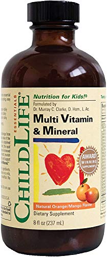ChildLife Essentials Multi Vitamin and Mineral for Infants, Babys, Kids, Toddlers, Children, and Teens Natural Orange/Mango Flavor, 8 Ounce (Pack of 2)