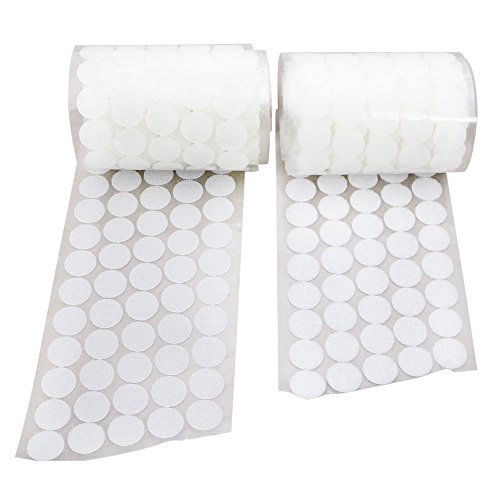 Vkey 500pcs (250 Pair Sets) 20mm Diameter Sticky Back Coins Self Adhesive Dots Tapes White Compatible with Hook Loop