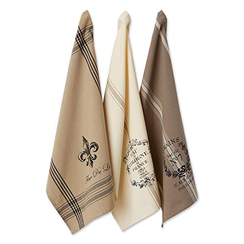 DII French Style Tabletop Kitchen Collection, Dishtowel Set, 18x28, Assorted French Stripe, 3 Piece