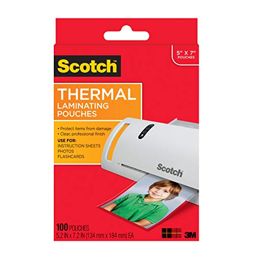 Book Cover Scotch Thermal Laminating Pouches, 5 x 7-Inches, Photo Size, 100-Pouches (TP5903-100)
