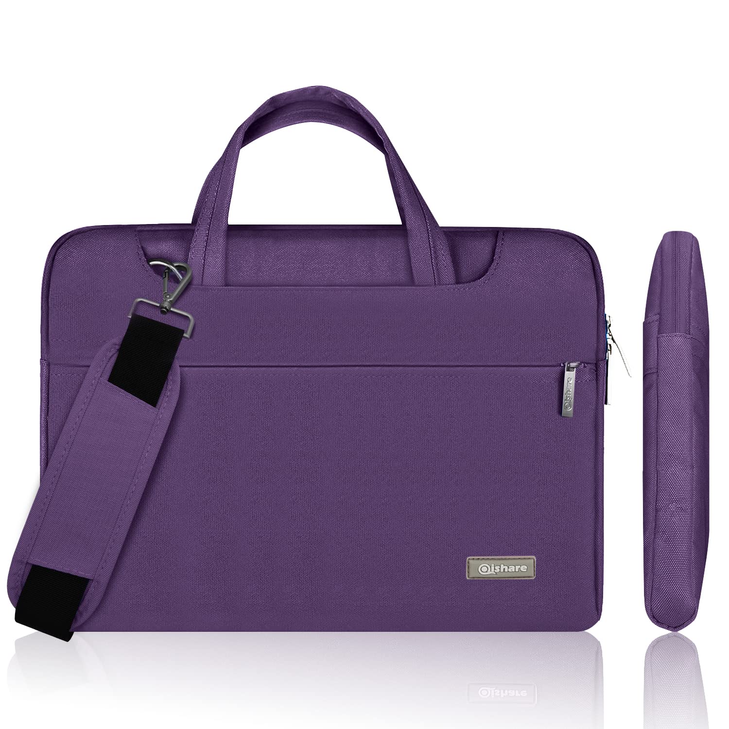 Qishare 13.3 14 inch Laptop Case Laptop Shoulder Bag, Multi-functional Notebook Sleeve Carrying Case With Strap for Samsung Acer Asus Lenovo Yoga Macbook pro 13 Ultrabook Chromebook(Purple)