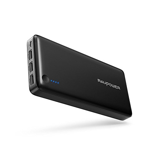 Book Cover Power Bank RAVPower 26800 Portable Charger 26800mAh Total 5.5A Output 3-Ports External Battery Packs (2.4A Input, iSmart 2.0 USB Power Pack) Portable Phone Charger iPhone, iPad Other Smart Devices